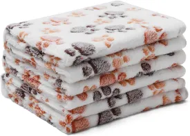 1 Pack 3 Blankets Super Soft Fluffy Premium Fleece Pet Blanket Flannel Throw for Dog Puppy Cat Paw White Large(41x31 inch)