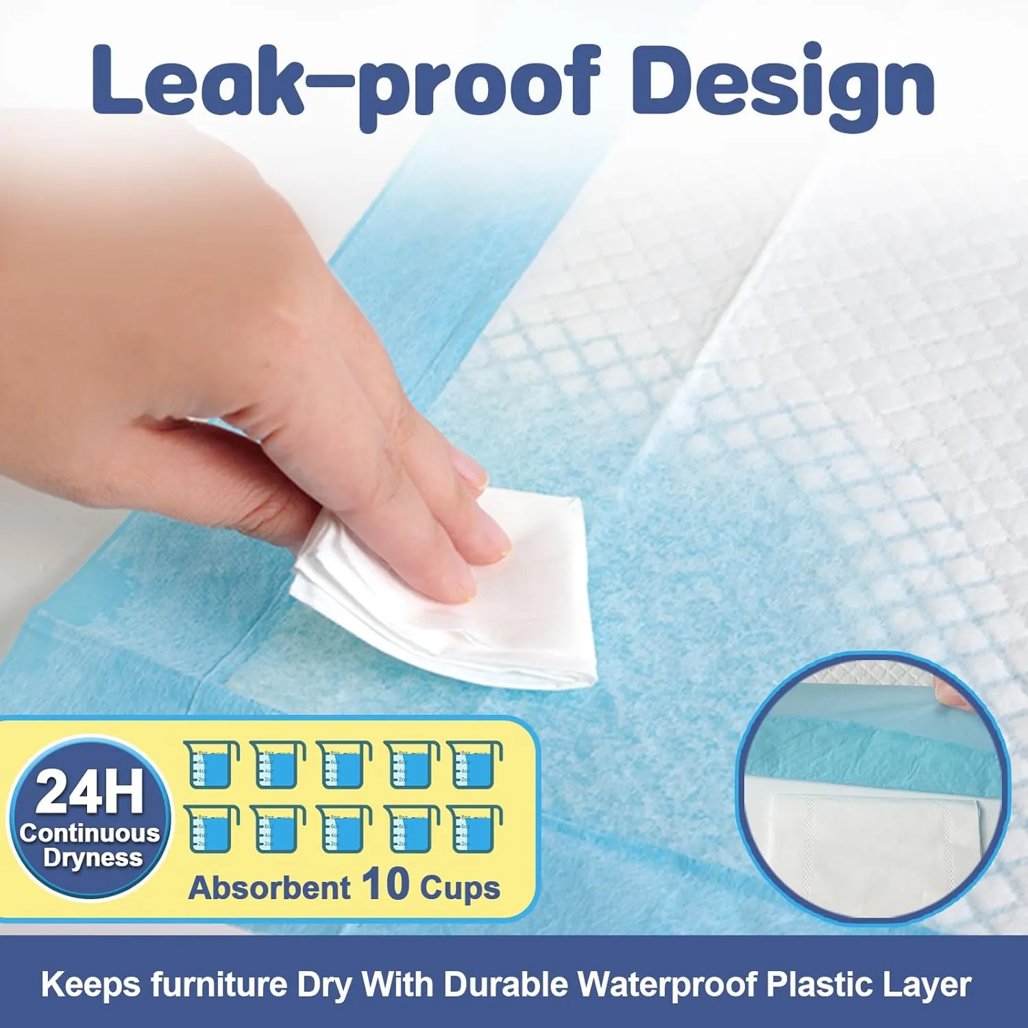 100 Count Bed Pads Disposable 36" x 36" Tear-Resistant Underpads Super Absorbent Chucks, Chux Thicker Extra Large Incontinence Bed Pads for Adults, Kids, Elderly | Puppy Pads for Training XXL