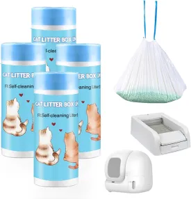 100 Count Self-Cleaning Cat Litter Box Liners Compatible With Automatic Cat Litter Box, Drawstring Heavy Duty Kitty Litter Receptacles Bags Replacement Trash Bag -23" x 12"