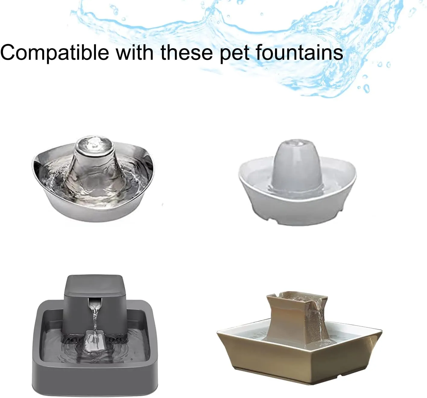 16 Pack Pet Fountain Filter Replacement,8 Carbon Filters and 8 Foam Pre-Filter Replacement Compatible with Multiple Pet Water Dspensers Water Bowl