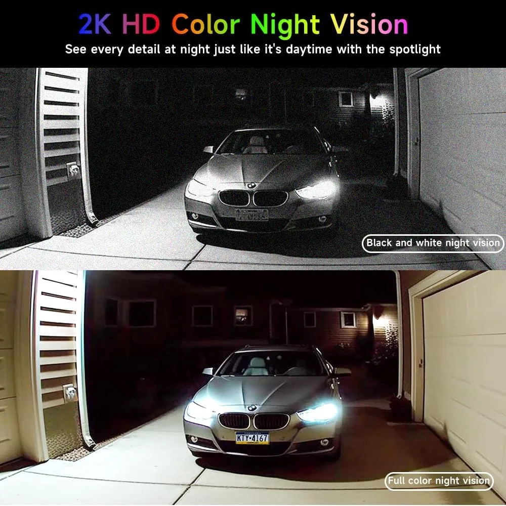 2K Security Cameras Wireless Outdoor, 256GB SD/Free Cloud 1-Day, Longer Battery Life, AI Human Detection, Waterproof, 2-Way Talk, Spotlight Siren Alarm Cameras for Home Security, Works w/Alexa