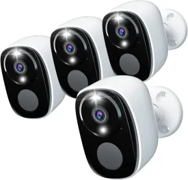 2K Security Cameras Wireless Outdoor, 256GB SD/Free Cloud 1-Day, Longer Battery Life, AI Human Detection, Waterproof, 2-Way Talk, Spotlight Siren Alarm Cameras for Home Security, Works w/Alexa