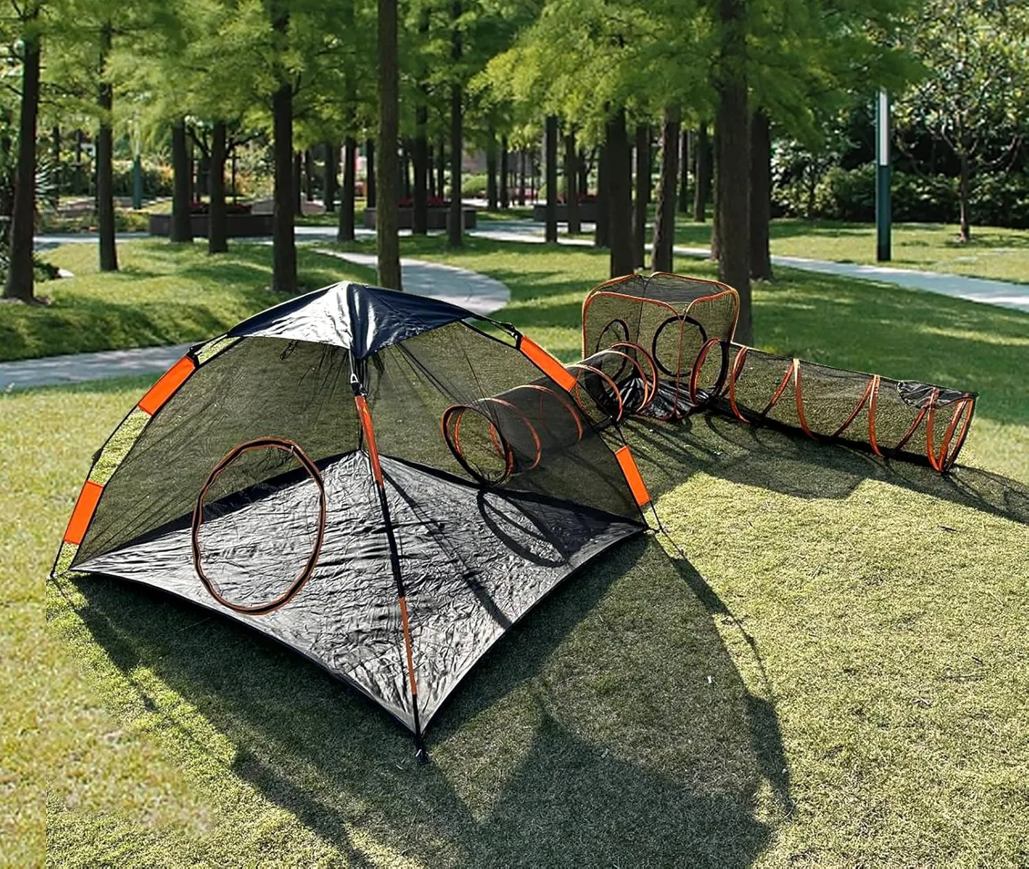4 in 1 Pet Cat and Dog Tunnel Tent Foldable Pet Tent Outdoor Pop Up Pet Playpen Cage Fences House (Styles 4)