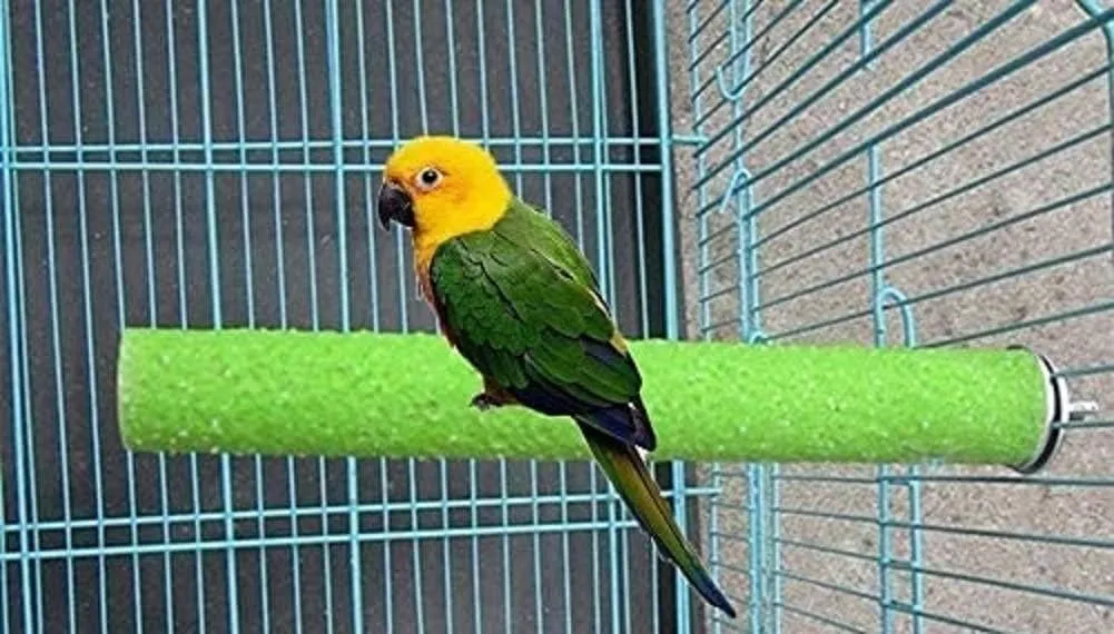4 PCS Bird Perch Stand Toy Parrot Wooden Stand Platform Colorful Sand Paw Grinding Stick Trim Beak for Small Medium Parakeet Cockatiel Cockatoo Conure Lovebird Finch Cage Accessories