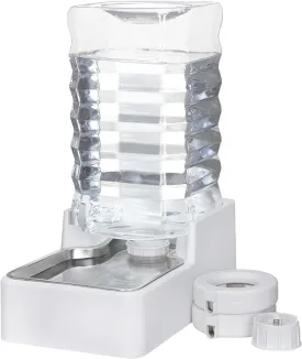 9L Upgraded Automatic Large Capacity Dog and Cat Water Dispenser with Stainless Steel Bowl,100% BPA-Free,Gravity Waterer,Suitable for Medium and Large-Sized Cats and Dogs (White, 9L )