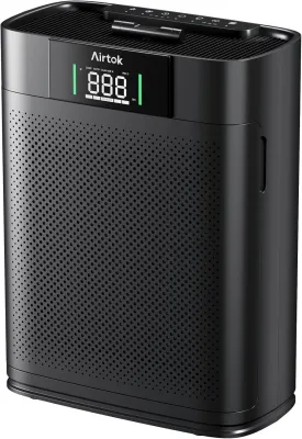 Air Purifiers for Home Large Room Up to 1300 Ft, with Air Quality Monitor PM2.5HEPA Sleep ModeAromatherapy for Allergies, Pet Hair, Pollen in Bedroom, AP2301, Black