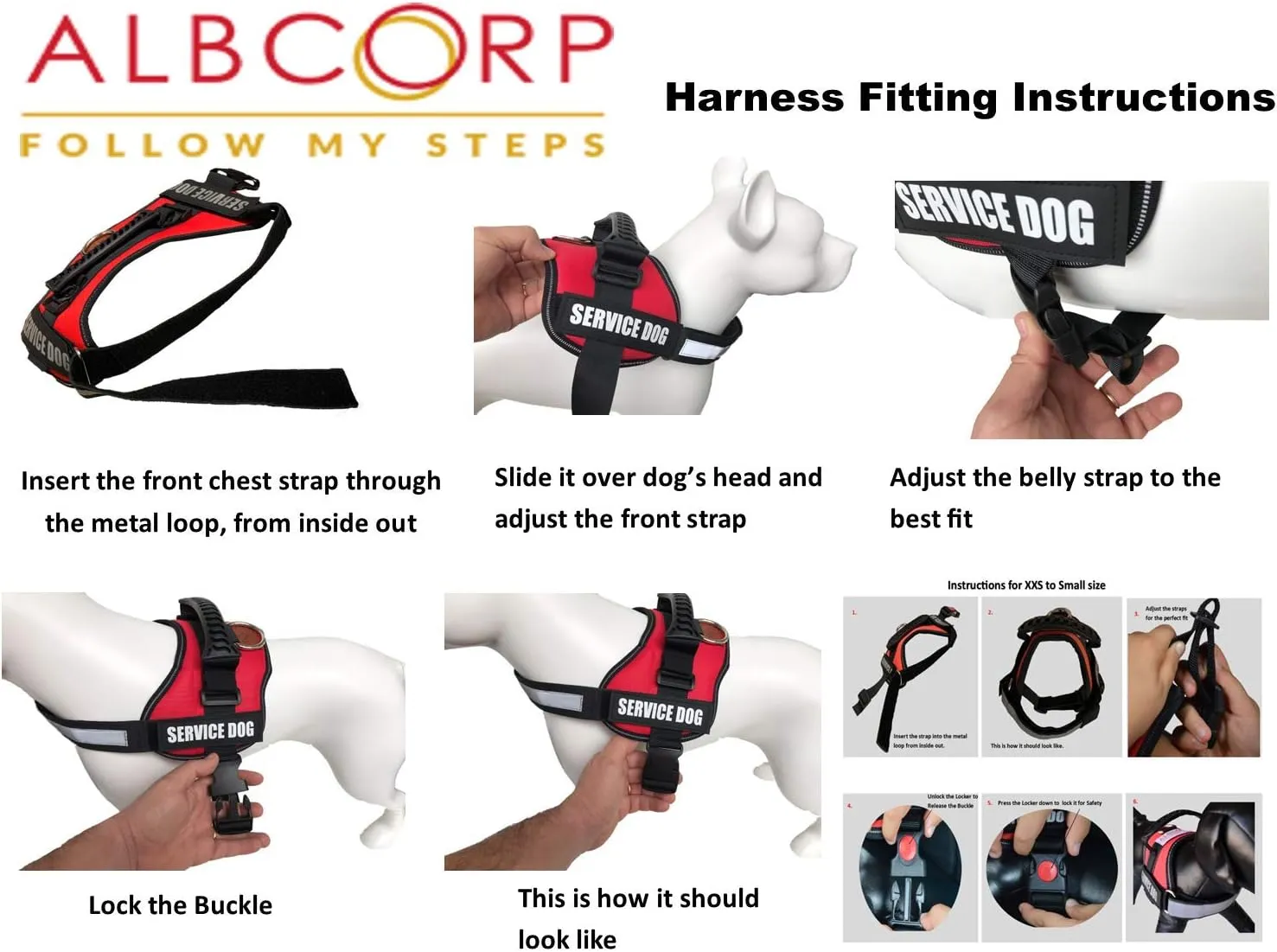 ALBCORP Emotional Support Dog Vest  Reflective Harness - Woven Nylon, Comfy Mesh Padding - Sizes from XXS to XL  Emotional Support Dog Patches Included. Black, Large