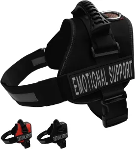 ALBCORP Emotional Support Dog Vest  Reflective Harness - Woven Nylon, Comfy Mesh Padding - Sizes from XXS to XL  Emotional Support Dog Patches Included. Black, Large