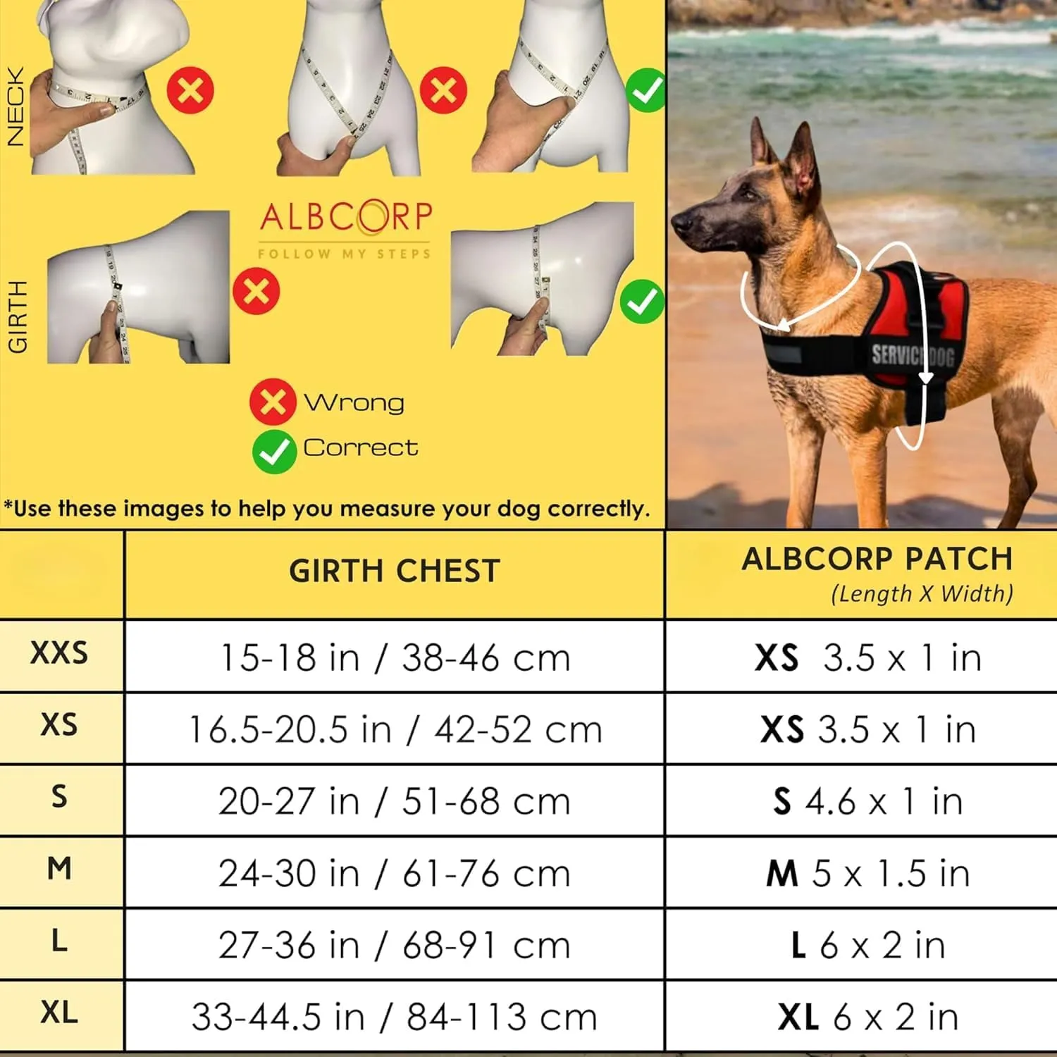 ALBCORP Emotional Support Dog Vest  Reflective Harness - Woven Nylon, Comfy Mesh Padding - Sizes from XXS to XL  Emotional Support Dog Patches Included. Black, Large