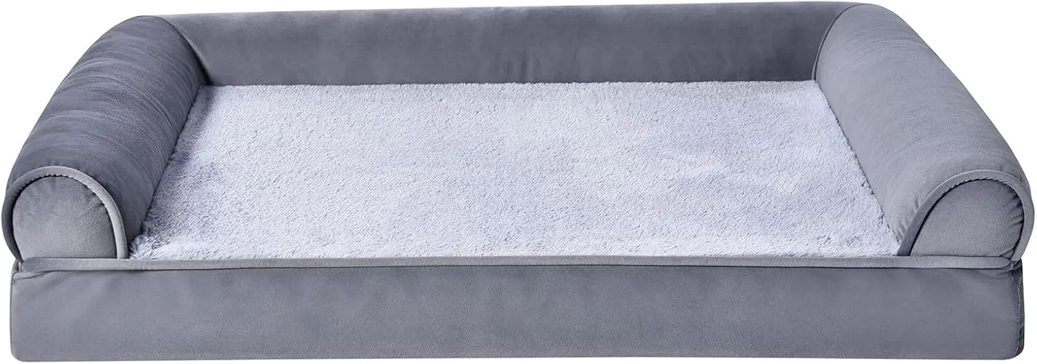 Amazon Basics Foam Living Room Couch Dog Pet Bed with Removable Cover, Grey, 30" x 20"