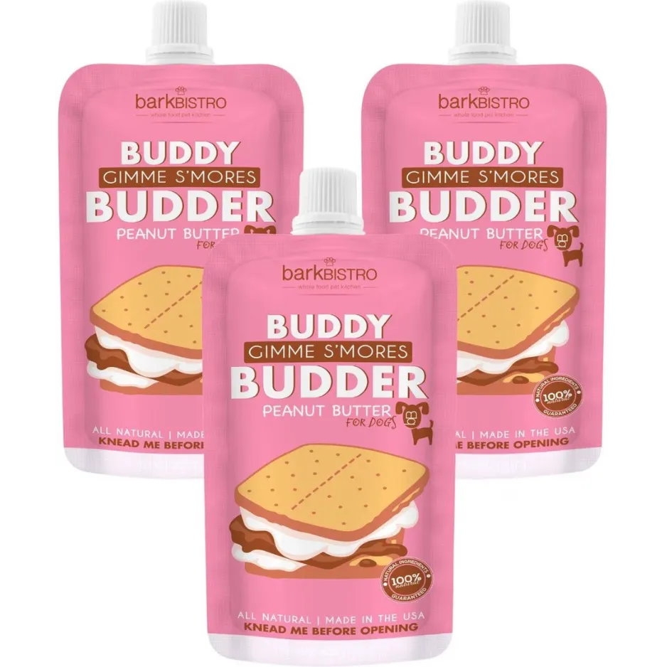 Bark Bistro Gimme S'mores Budder Dog Peanut Butter Squeeze Packs 4oz