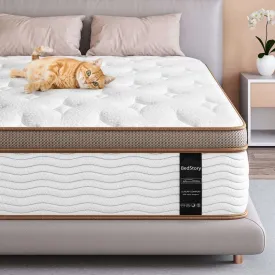 BedStory® 14 Inch Hybrid Mattress, Soft Individually Wrapped Coils Mattress