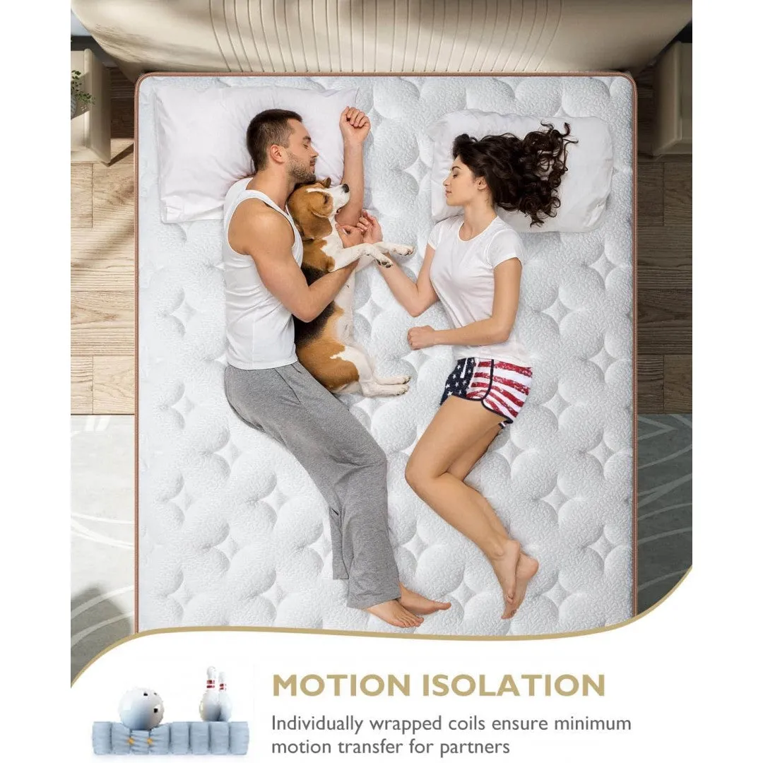 BedStory® 14 Inch Hybrid Mattress, Soft Individually Wrapped Coils Mattress