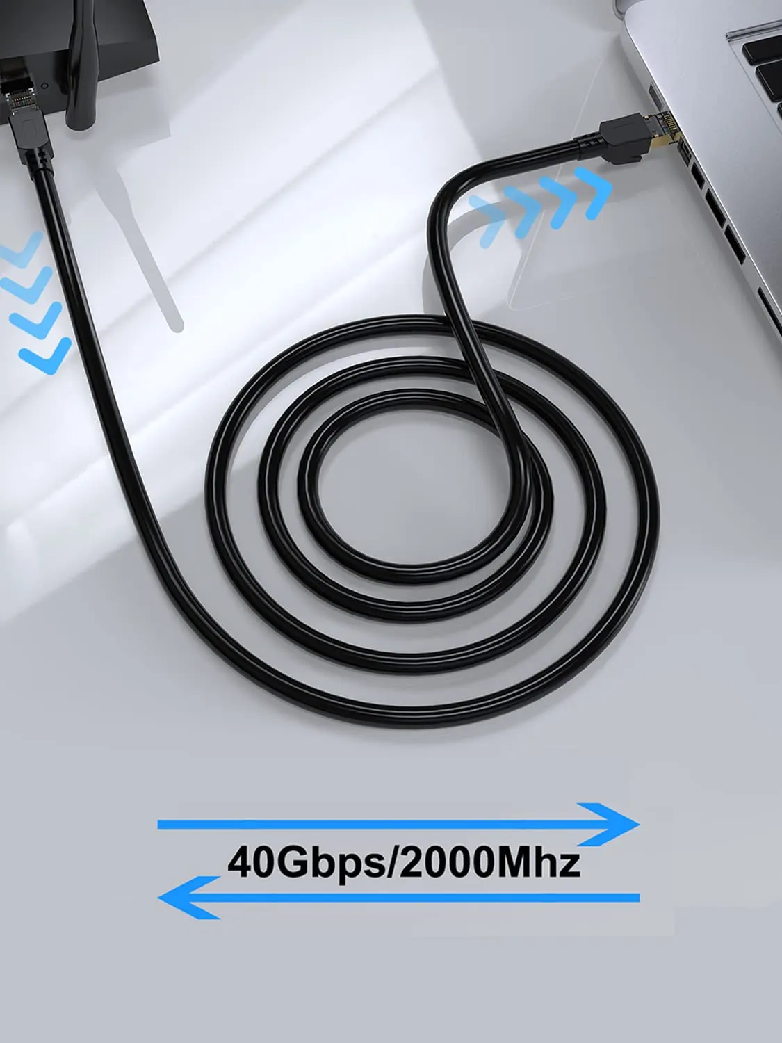 Cat 8 Ethernet Cable 15 ft-5Pack, 40Gbps 2000Mhz Patch Cord, Indoor&Outdoor High Speed Network Cable, 26AWG Heavy Duty Direct Burial Shielded SFTP Lan Wire, in Wall&Weatherproof RJ45 Cable for Router