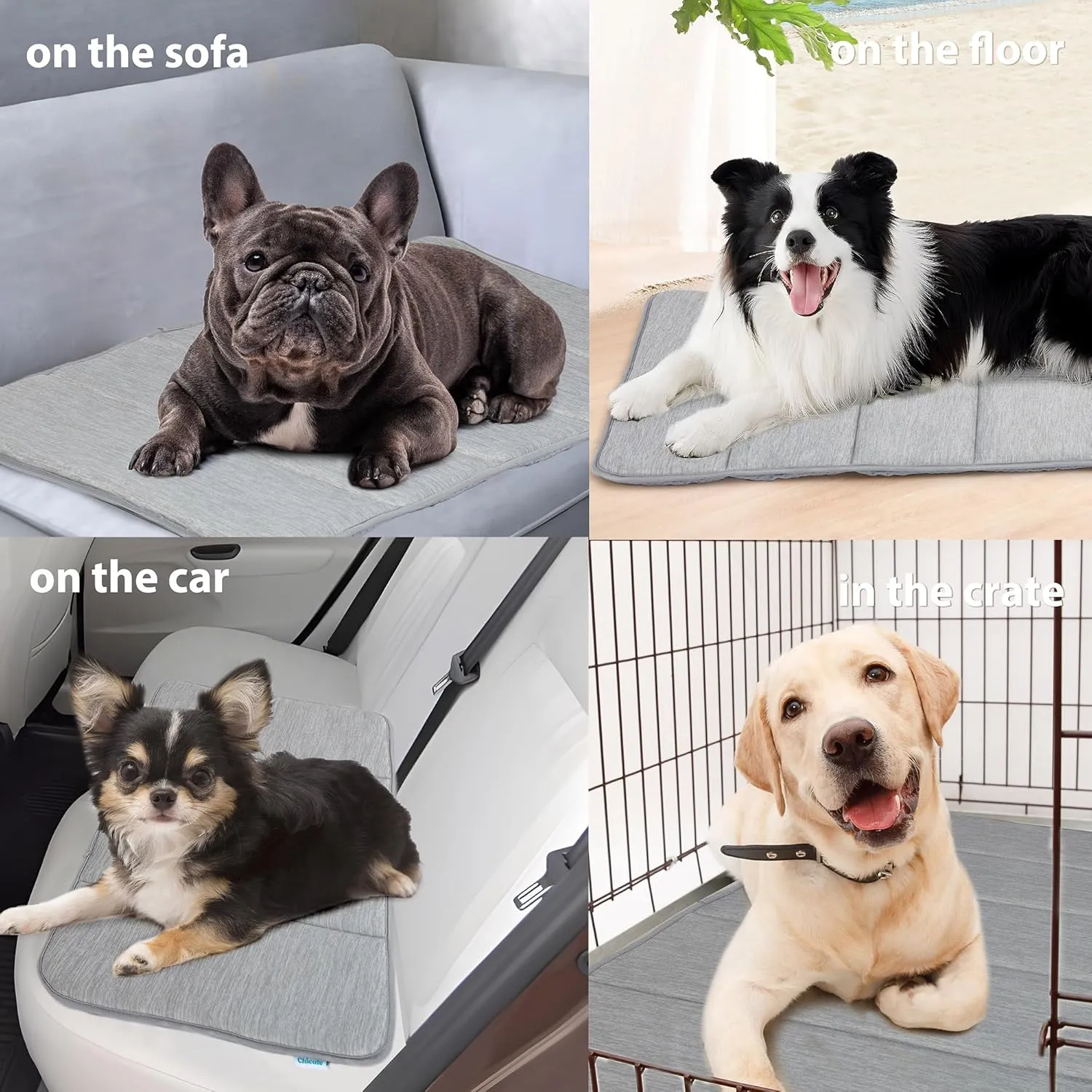 Chicute Dog Cooling Mat for Cats - 24x18 Orthopedic Memory Foam Pet Pad for Summer, QMAX>0.5, Washable Premium Comfort Crate Pad for Your Furry Companion, Grey