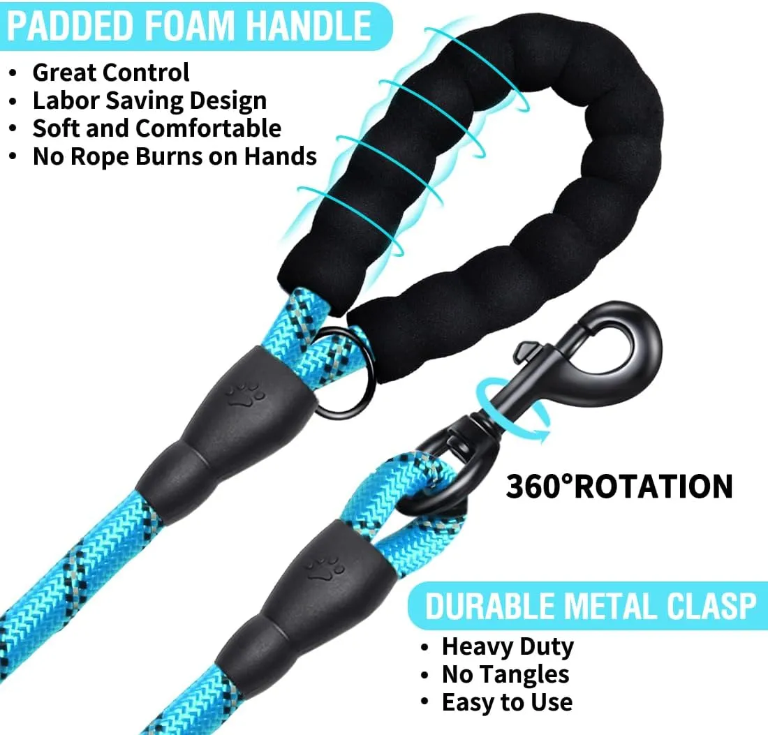 COOYOO Dog Leash 5/6 FT with Comfortable Padded Handle and Highly Reflective Threads for Small Medium and Large Dogs