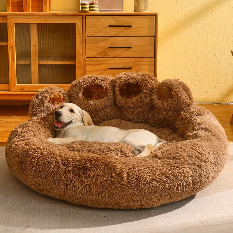 Dog Bed Cat Mat Round Large Pet House Long Plush Deep