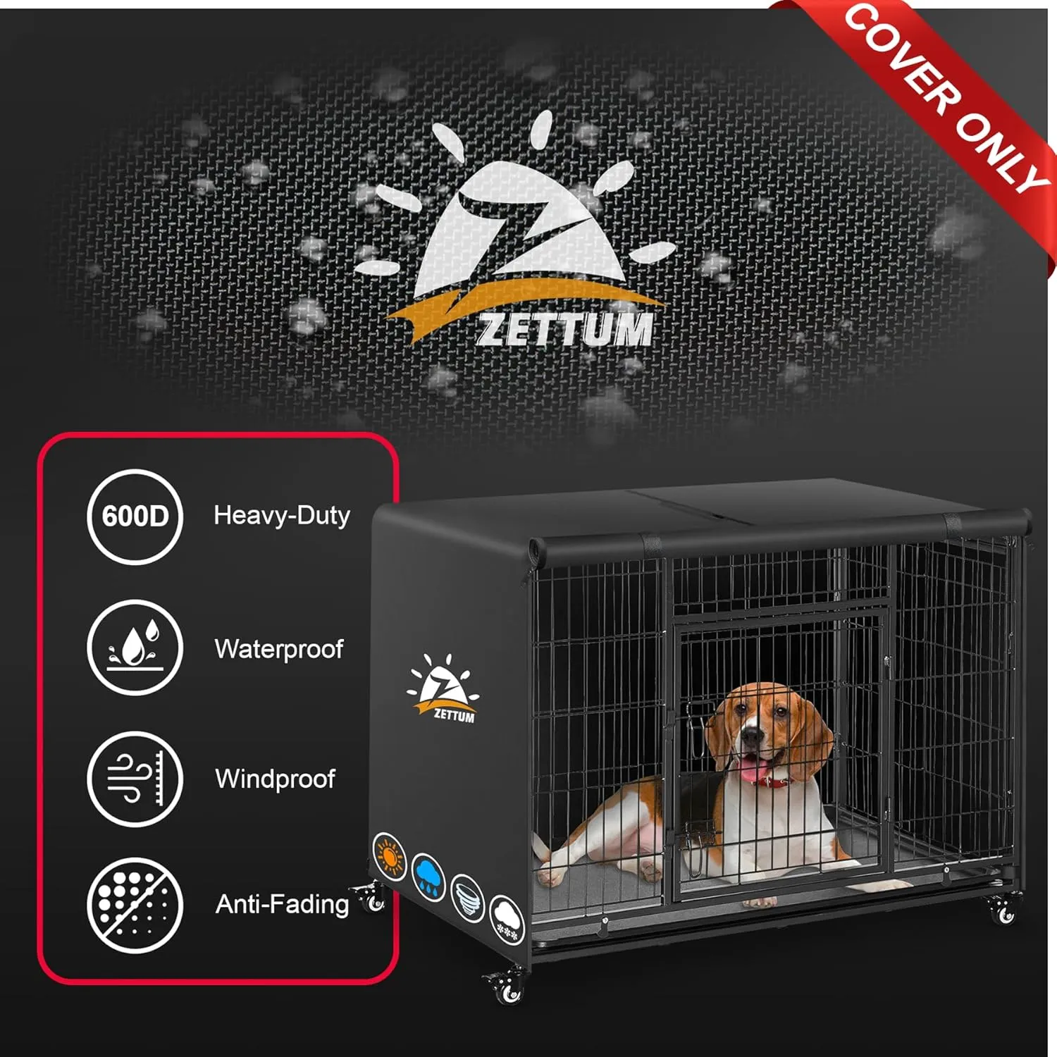 Dog Crate Cover 54 Inch - 600D Kennel Crate Covers for Dog Cage Waterproof & Heavy Duty, Small Dog Cage Cover Universal Fit for Most Wire Pet Crates - 54 x 38 x 43 Inch (Cover Only)