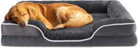 DUMOS Orthopedic Dog Bed, Washable Dog Couch Bed with Removable Cover, Waterproof Pet Bed for Medium Size Dogs, Memory Foam Pet Bed Non-Slip Base, Gray