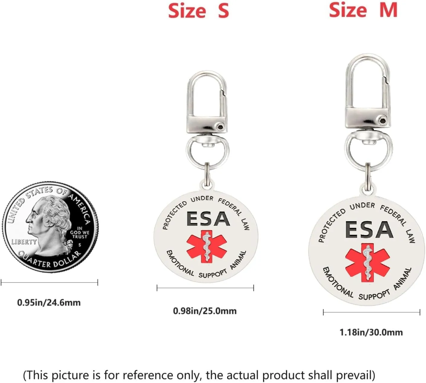 Emotional Support Dog Patches 2 pcs, ESA ID Tag Easily Attach to Dog Collar, Harness (XSmall)