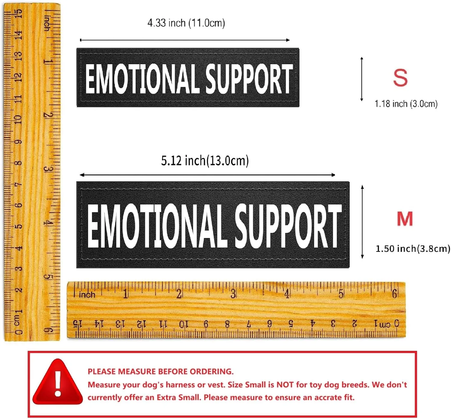 Emotional Support Dog Patches 2 pcs, ESA ID Tag Easily Attach to Dog Collar, Harness (XSmall)