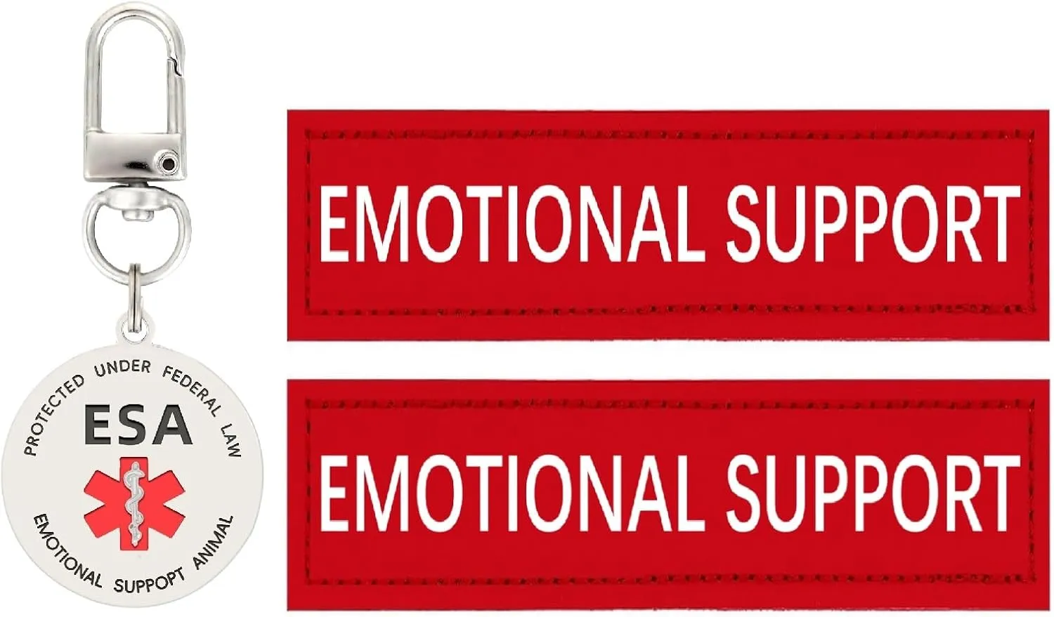 Emotional Support Dog Patches 2 pcs, ESA ID Tag Easily Attach to Dog Collar, Harness (XSmall)