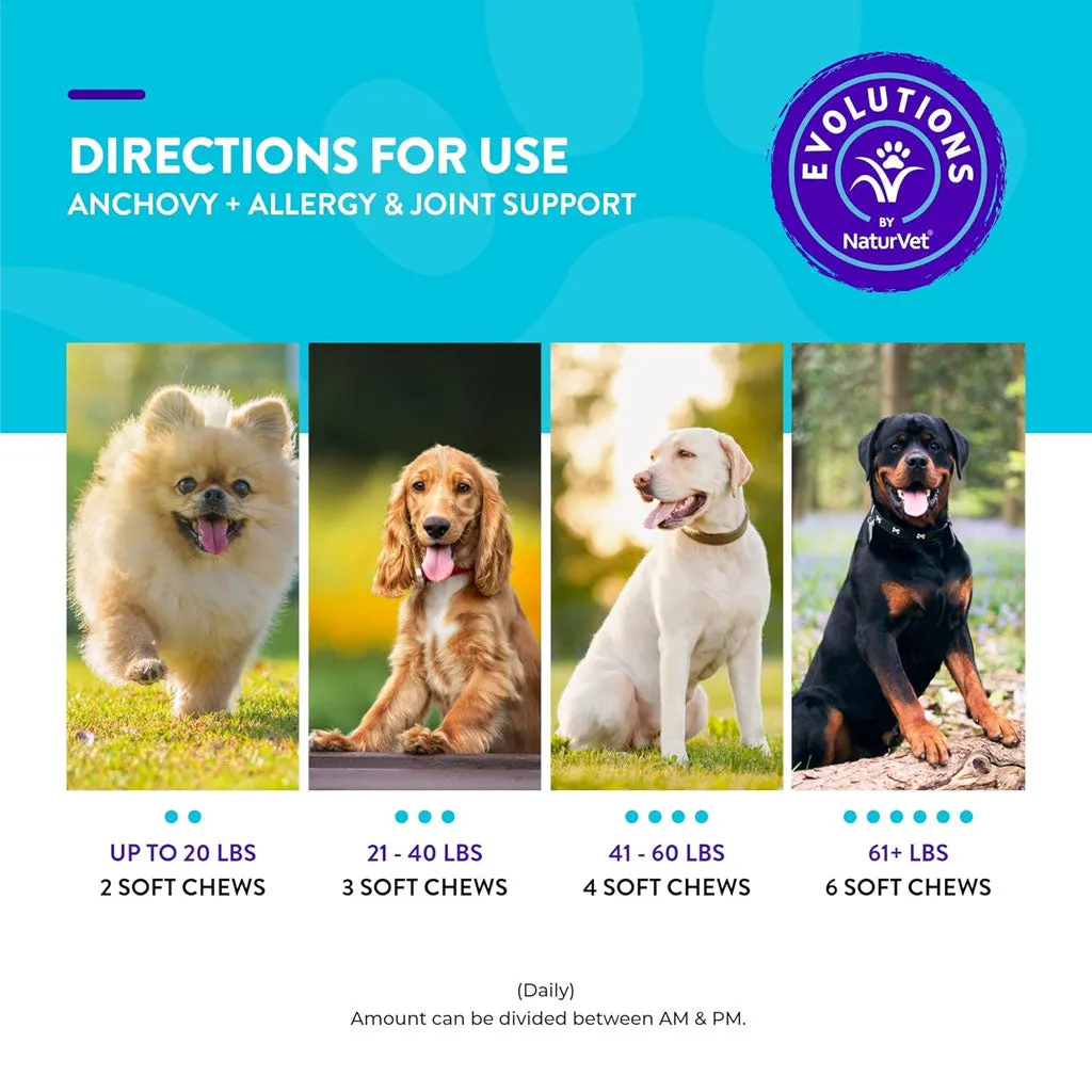 Evolutions by NaturVet Anchovy Allergy Joint Support Soft Chews for Dogs, 90 count