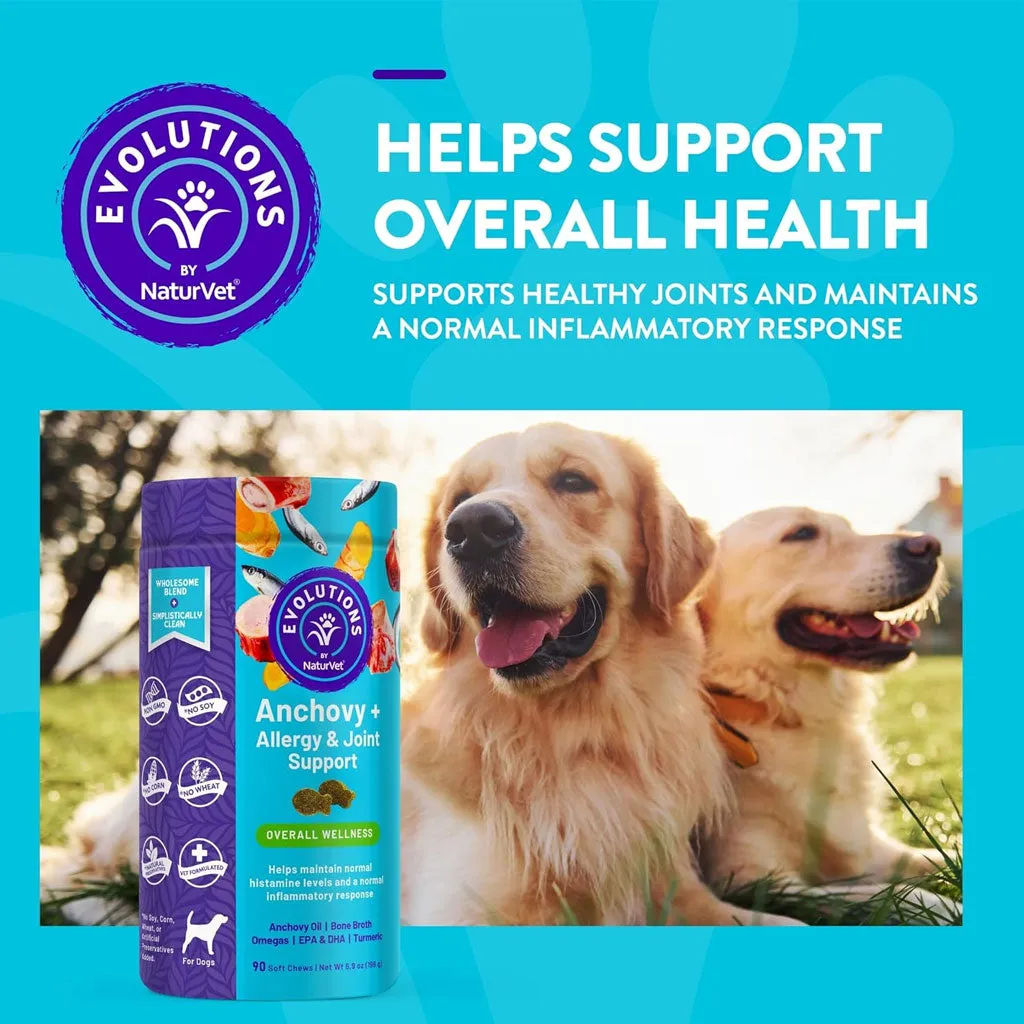Evolutions by NaturVet Anchovy Allergy Joint Support Soft Chews for Dogs, 90 count
