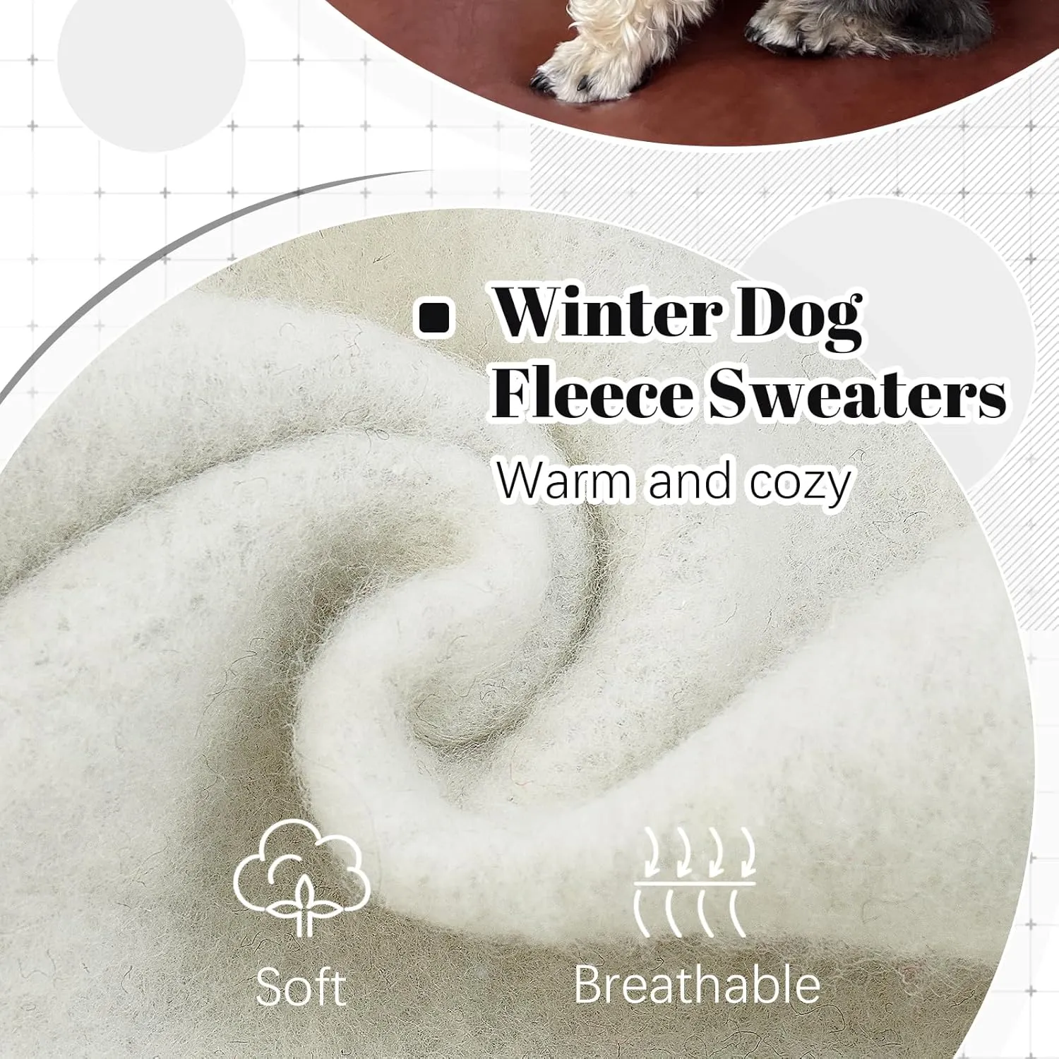 FUAMEY Dog Hoodie,Winter Dog Fleece Sweaters Pet Warm Sweatshirt Pet Pullover Dog Clothes with Pocket Soft Warm Christmas Outfit Puppy Vest with Leash Hole for Small Medium Large Dogs Grey L