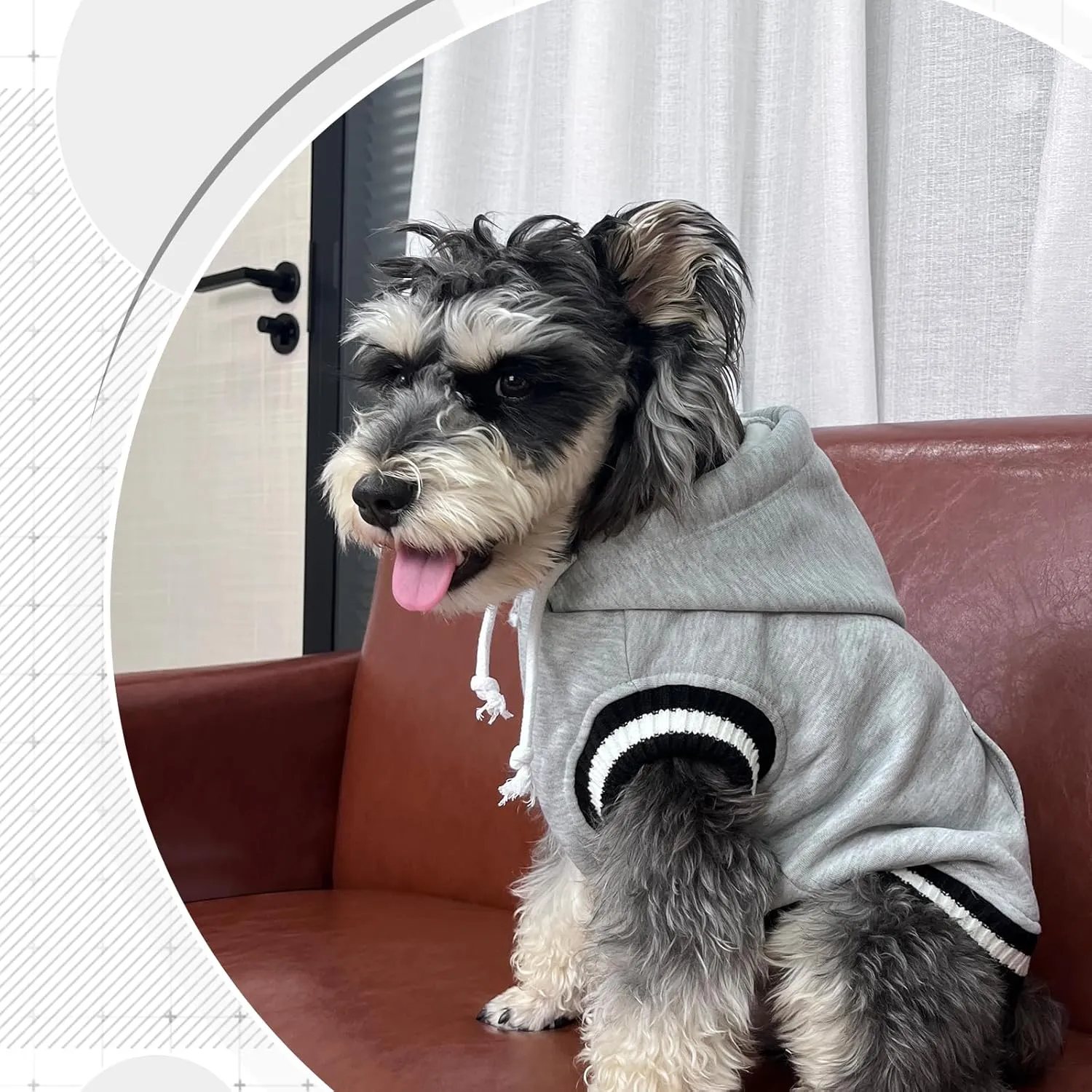 FUAMEY Dog Hoodie,Winter Dog Fleece Sweaters Pet Warm Sweatshirt Pet Pullover Dog Clothes with Pocket Soft Warm Christmas Outfit Puppy Vest with Leash Hole for Small Medium Large Dogs Grey L