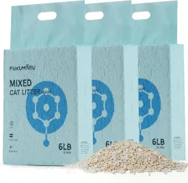 FUKUMARU Tofu Cat Litter, Super Ultra Absorbent, 18 LBS Clumping Cat Litter, Flushable, Natural, Lightweight, Dust Free, Quick Clumping, Low Tracking, Odor Control (6lb x 3 Packs)