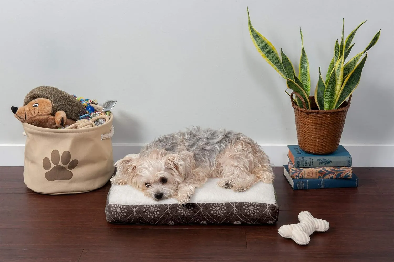 Furhaven Cooling Gel Dog Bed for Small Dogs w/ Removable Washable Cover, For Dogs Up to 20 lbs - Sherpa & Flannel Paw Print Deluxe Mattress - Dark Espresso, Small