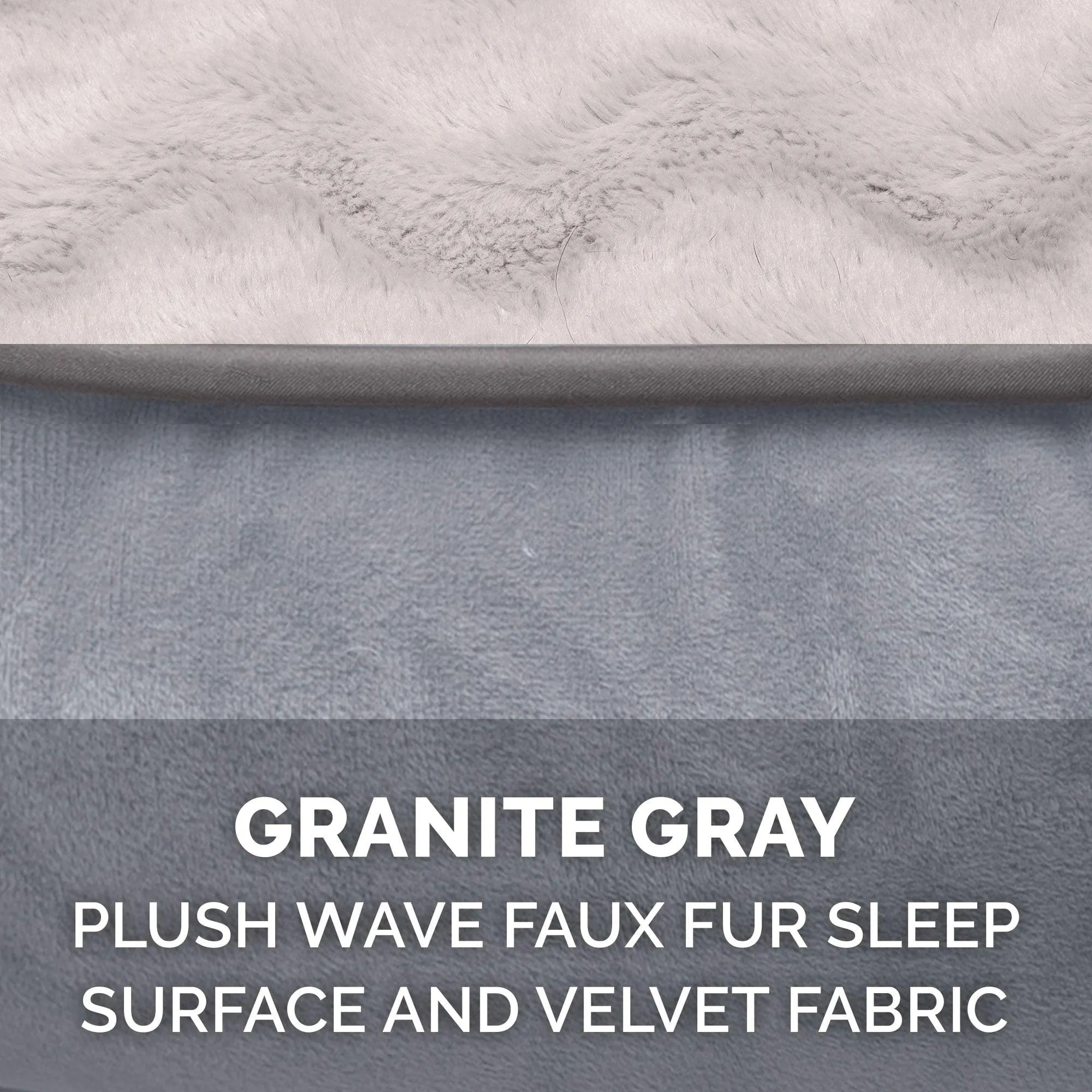 FurHaven Pet Products Wave Fur & Velvet Deluxe Chaise Lounge Cooling Gel Memory Foam Sofa-Style Pet Bed for Dogs & Cats - Granite Gray, Medium