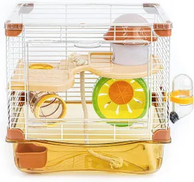 Hamster Cage Small Animal Cage 2 Layers Transparent Cage Size10.6"(W) X8.1(L) X10.6 (H) Suitable for Hamsters up to 3.5 inch in Length