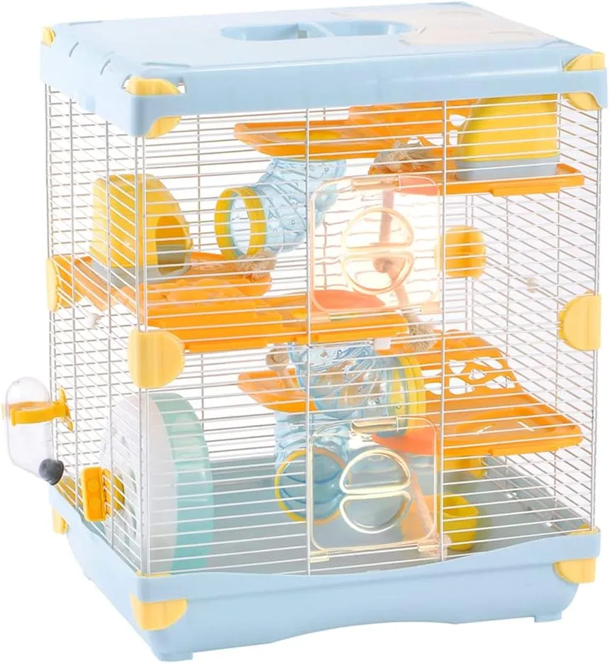Hamster Cage Small Animal Cage 3 Layers Cage Size14.17"(W) X10.63(L) X16.73 (H) Suitable for Hamsters up to 3.5 inch in Length