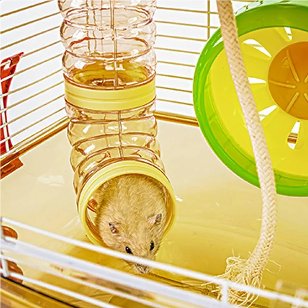 Hamster Cage Small Animal Cage 3 Layers Transparent Cage Size10.6"(W) X8.1(L) X18.3 (H) Suitable for Hamsters up to 3.5 inch in Length(Please Note This is MINI cage That for MINI Hamster)