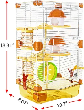 Hamster Cage Small Animal Cage 3 Layers Transparent Cage Size10.6"(W) X8.1(L) X18.3 (H) Suitable for Hamsters up to 3.5 inch in Length(Please Note This is MINI cage That for MINI Hamster)
