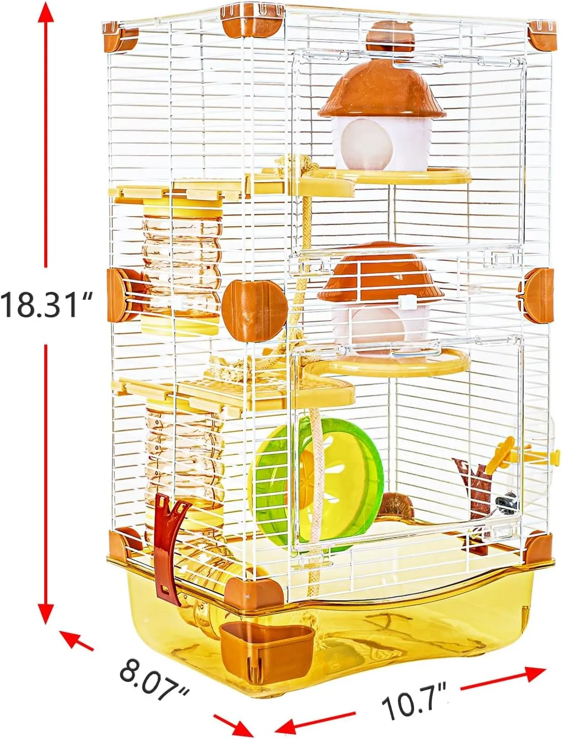 Hamster Cage Small Animal Cage 3 Layers Transparent Cage Size10.6"(W) X8.1(L) X18.3 (H) Suitable for Hamsters up to 3.5 inch in Length(Please Note This is MINI cage That for MINI Hamster)