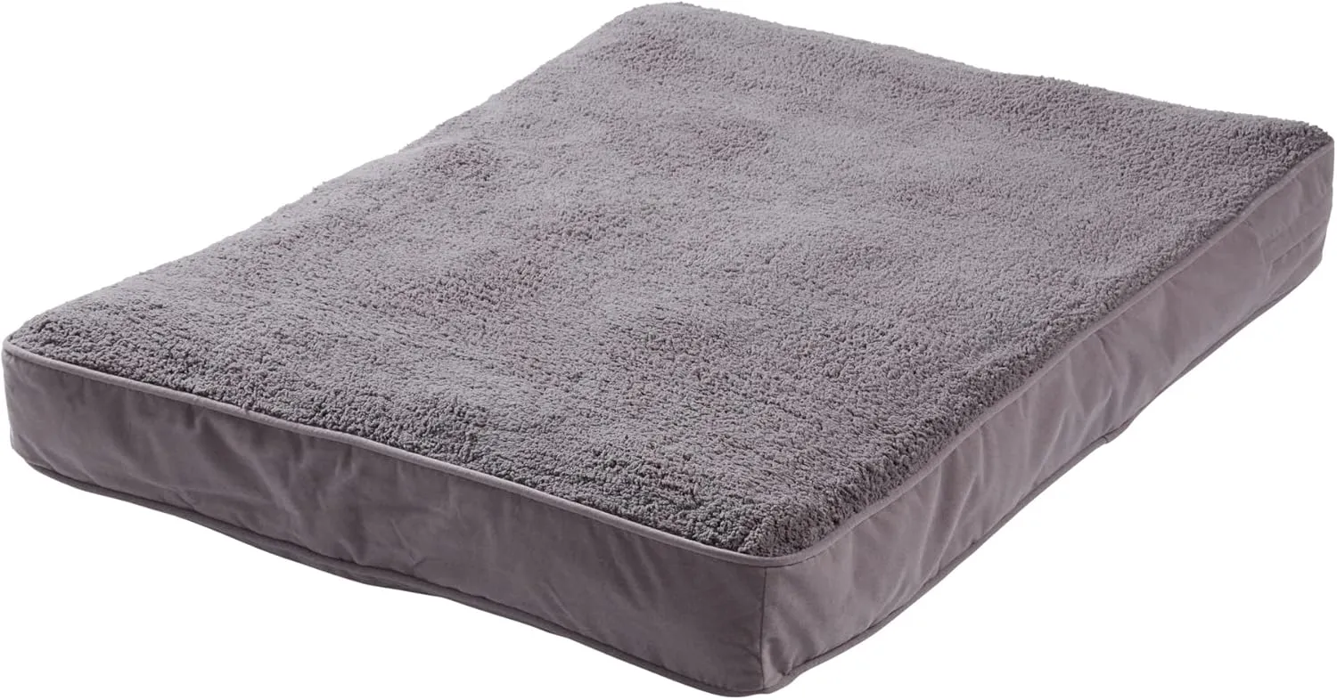 Happy Hounds Daisy Deluxe Supportive Sherpa Dog Bed, Medium (42 x 30 in.), Pewter