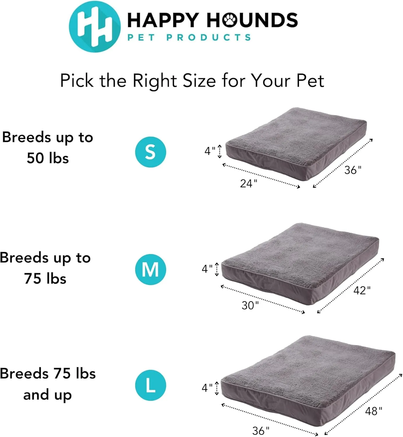 Happy Hounds Daisy Deluxe Supportive Sherpa Dog Bed, Medium (42 x 30 in.), Pewter