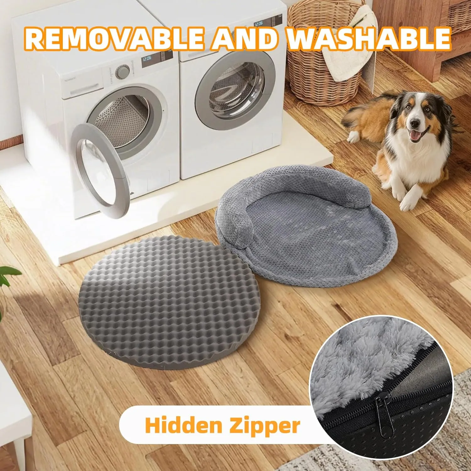 huraty Cat Bed for Indoor Cats, Washable Dog Sofa Bed Bolster Pet Bed Mat, Egg Crate Memory Foam Removable Cover, 19.6 x 3.9 x 1.5 Inch, Charcoal
