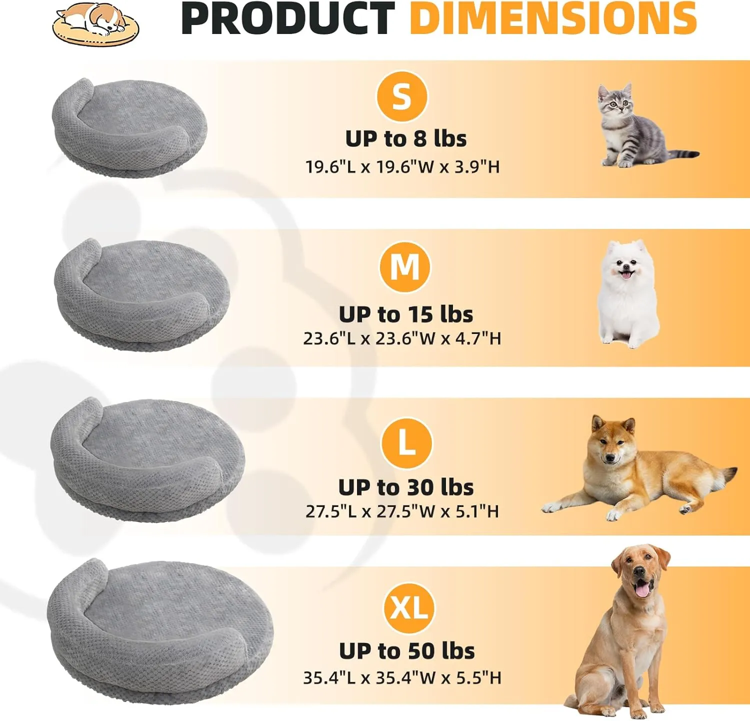 huraty Cat Bed for Indoor Cats, Washable Dog Sofa Bed Bolster Pet Bed Mat, Egg Crate Memory Foam Removable Cover, 19.6 x 3.9 x 1.5 Inch, Charcoal