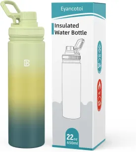 Insulated Water Bottle with Spout Lid, Reusable Stainless Steel Water Bottles with Handle, Leak Proof Sports Water Flask for Gym, Travel, Bike, Camping 22oz