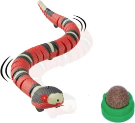 Interactive Electric Snake Cat Toy - Rechargeable Moving Robot for Bored Kittens & Adult Cats - Catnip-Infused Indoor Pet Toys for Cat Lovers & Kids