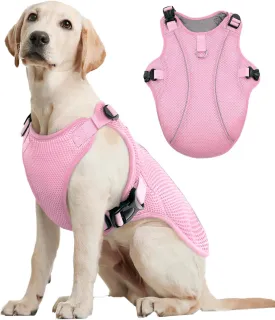 Kuoser Cooling Vest for Large Dogs, Doggie Lightweight Cooler Jacket Breathable Shirts Reflective Pet Cooling Harness for Beach, Hiking, Walking Pink XXL