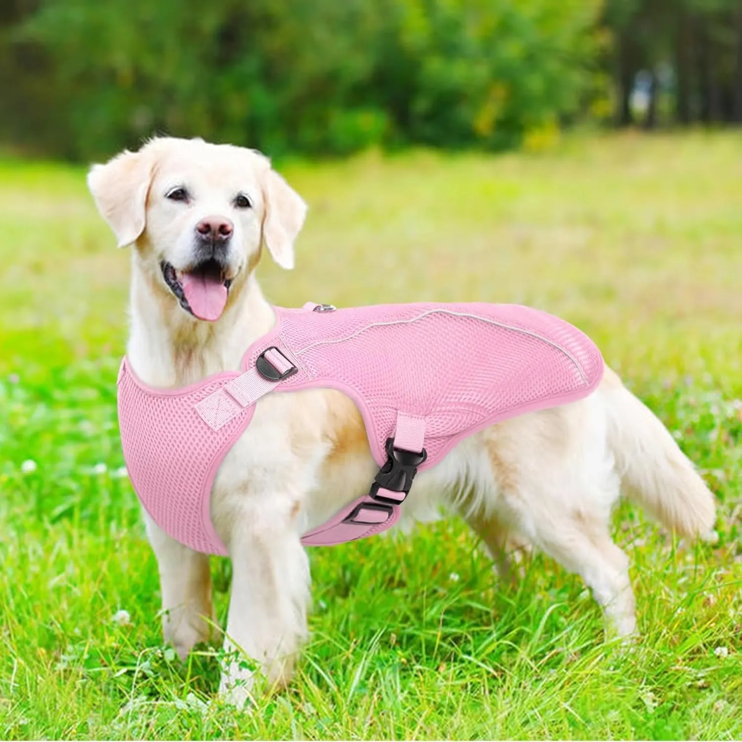 Kuoser Cooling Vest for Large Dogs, Doggie Lightweight Cooler Jacket Breathable Shirts Reflective Pet Cooling Harness for Beach, Hiking, Walking Pink XXL