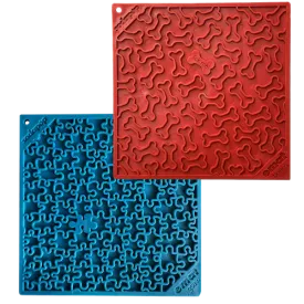 Large Blue Jigsaw & Large Red Bones eMat Lick Mat Bundle