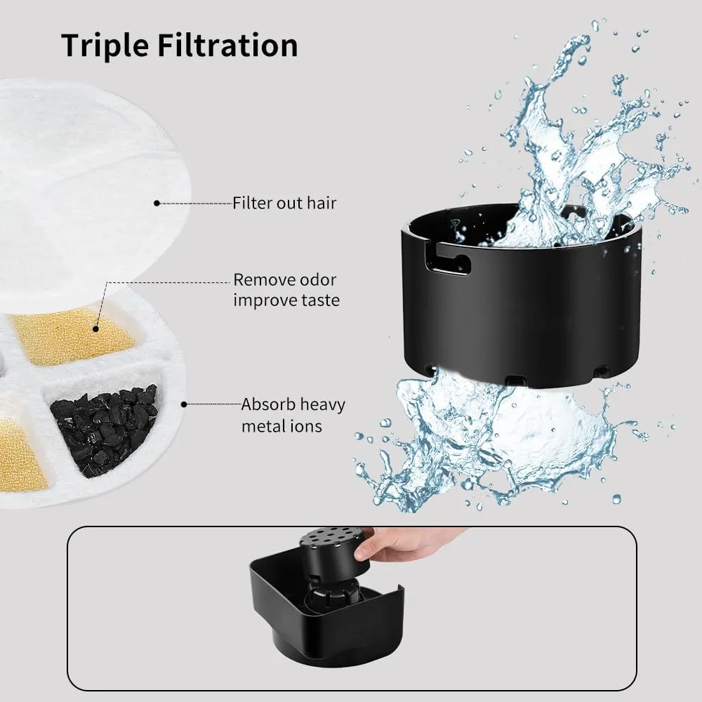 Marchul 1 Gallon Cat Water Dispenser, Automatic Gravity Dog Water Bowl Dispenser with 3 Filters, Stainless Steel Large Capacity Cat Waterer for Cats and Small Dogs (3 Filters)