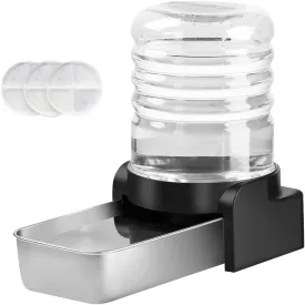 Marchul 1 Gallon Cat Water Dispenser, Automatic Gravity Dog Water Bowl Dispenser with 3 Filters, Stainless Steel Large Capacity Cat Waterer for Cats and Small Dogs (3 Filters)