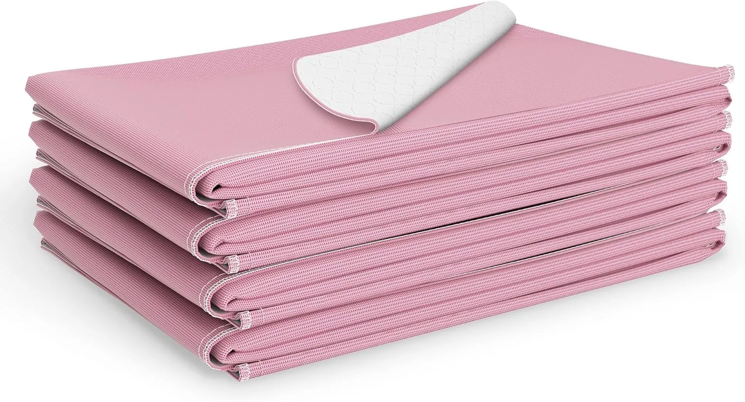 Medline Washable Bed Pads for Incontinence, Large 34 x 36 inch Reusable Underpads, 4 Pack, Pee Pads for Dogs, Adults, Kids and Baby, Pink Sofnit 300